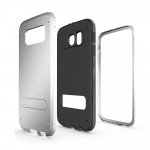 Wholesale Galaxy S6 Strong Armor Hybrid with Stand (Silver)